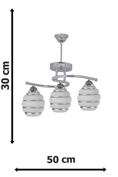 Fer Avize Fuji 2046 Glass Modern Chrome Case Silver Patterned Living Room - Kitchen - Bedroom 3-Piece Chandelier