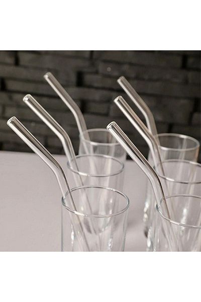 Multiamo 7 Pieces Clear Glass Beveled Straws + Pipette Cleaner / Presentation Straws (6 Glass Pipettes + 1 Cleaner)