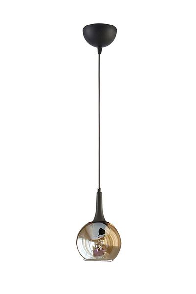 Fer Avize Fred Modern Decorative Black Color Honey Glass Pendant Lamp Hall - Kitchen Single Chandelier