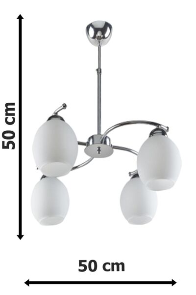 Fer Avize Elif Modern Krom Renk Beyaz Camlı Salon - Mutfak - Yatak Odası 4 Lü Avize