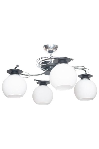 Fer Avize Bolivar Modern Design - Plafonier Chrome Black White Glass 4-Piece Chandelier Set