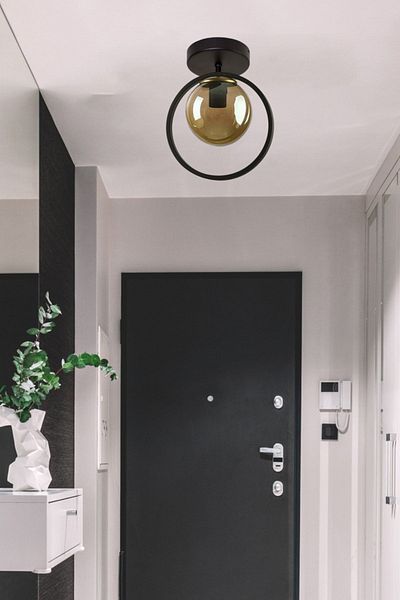 Fer Avize Fairy Metal Ring Black Smoked Hall - Kitchen Single Chandelier