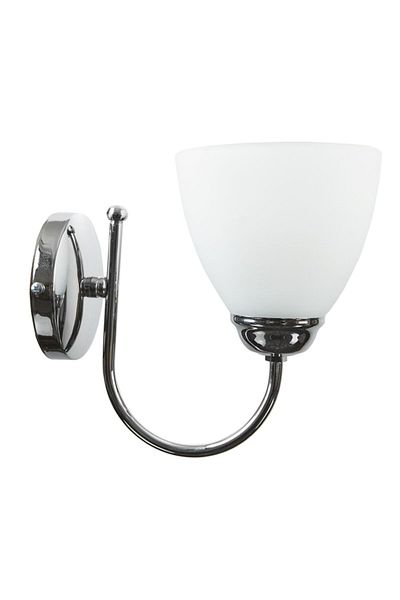 Fer Avize Esen Decorative Chrome Color Modern Sports White Glass Wall Single Sconce
