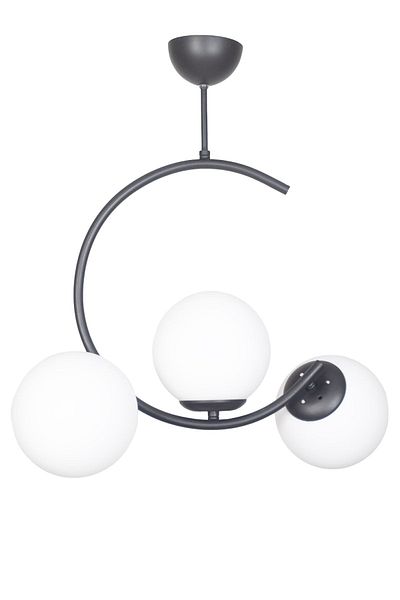 Fer Avize Julia Crescent Model Black and White Glass - 3-Piece Chandelier Living Room Kitchen Bedroom