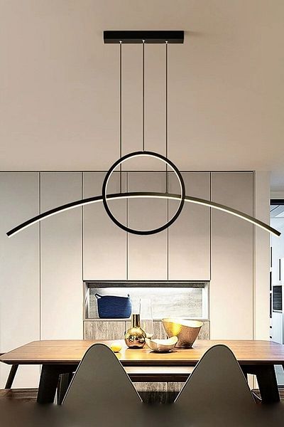 Fer Avize Kevin Modern Design Black Color Dining Table Top - Kitchen - Living Room White Led Chandelier of 2
