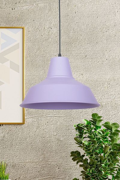 Fer Avize No33 Modern Design Lilac Color Metal Pendant Lamp Cafe - Kitchen Single Chandelier