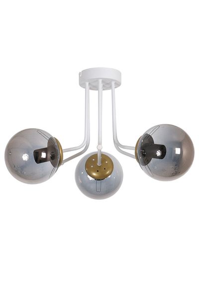 Fer Avize Daisy Modern White Color Globe Glass Living Room - Kitchen - Bedroom 3-Piece Chandelier