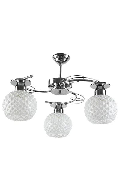 Fer Avize Tuna Modern Luxury Design Chrome Color Glass 3-Piece Chandelier
