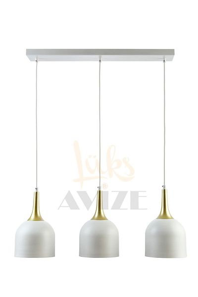 Fer Avize Reına Modern Design Metal Headboard White Color Row Pendant Lamp Cafe - Kitchen 3-Piece Chandelier
