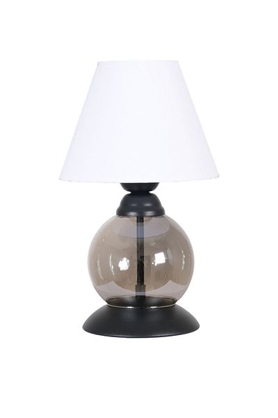 Fer Avize Noki Black Color Modern Design Smoked Glass Lampshade - Table - White Hat Night Lamp
