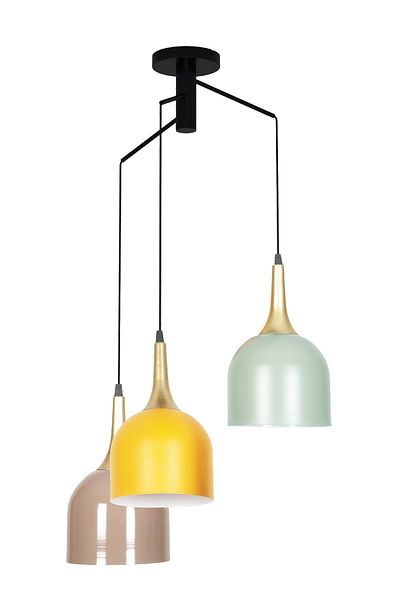 Fer Avize Reina Authentic Design Living Room - Cafe - Kitchen - Children's Room Brown Orange Green Color Mix 3-Piece Chandelier