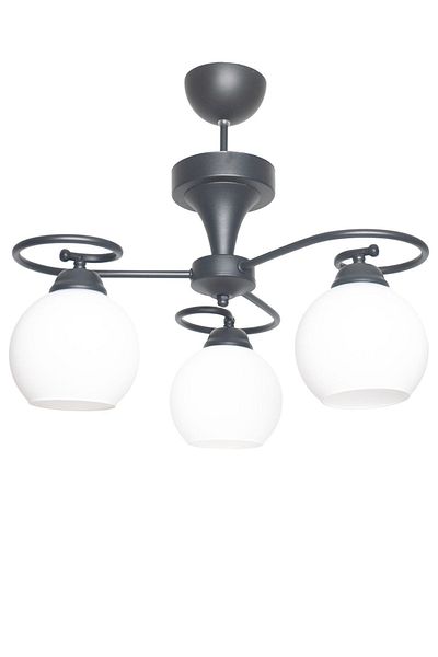 Fer Avize Clover Modern Black Color White Glass Living Room - Kitchen - Bedroom 3-Piece Chandelier
