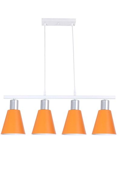Fer Avize Trendy Modern Design Cafe Kitchen Living Room Orange Colored Row 4-Piece Chandelier