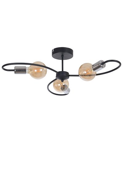Fer Avize Black Mars Sports Ceiling - Chrome Detailed, 3-Piece Chandelier Floor Lamp Set (Without Bulb)