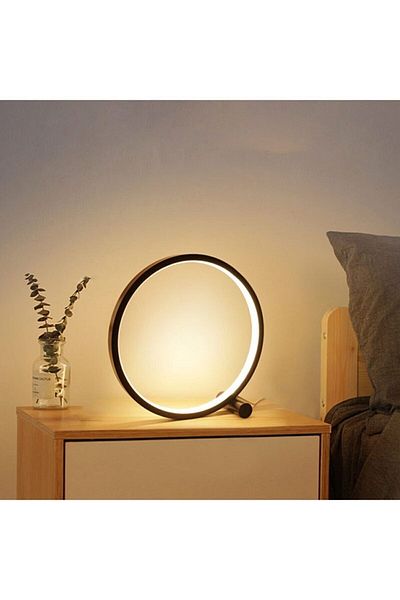 Fer Avize Eslem Modern Design Black Color White Led Lighted Led Table Lamp - Lampshade - Night Lamp