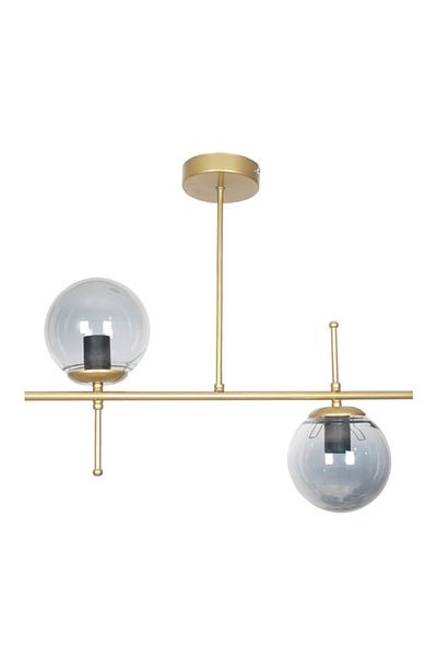 Fer Avize Cello Gold Color Smoked Metal Antique Dining Table - Living Room 2-Piece Chandelier