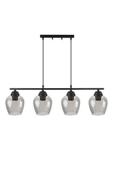 Fer Avize Caesar 110 Modern Design Living Room - Kitchen - Dining Table - Black Color Smoked Glass 4-Piece Chandelier