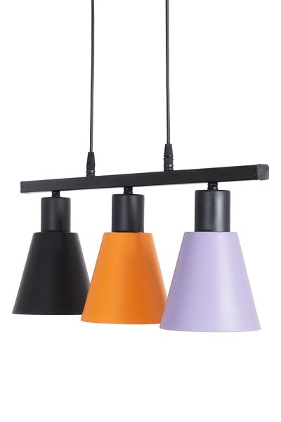 Fer Avize Trend Modern Design Living Room - Kitchen - Cafe Black - Orange - Lilac Color 3-Piece Chandelier