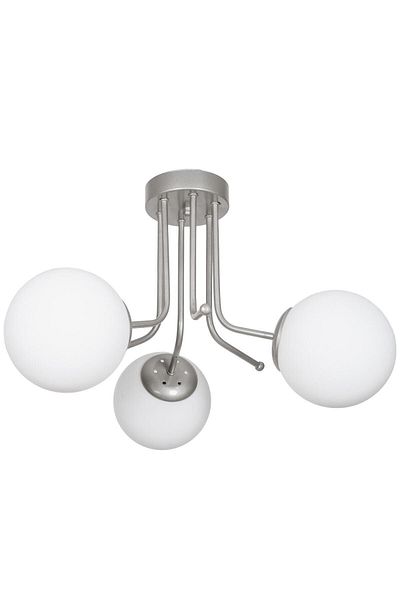 Fer Avize Daisy Luxury Modern Design Plafonier Gray Color White Glass Living Room - Kitchen - Bedroom 3-Piece Chandelier