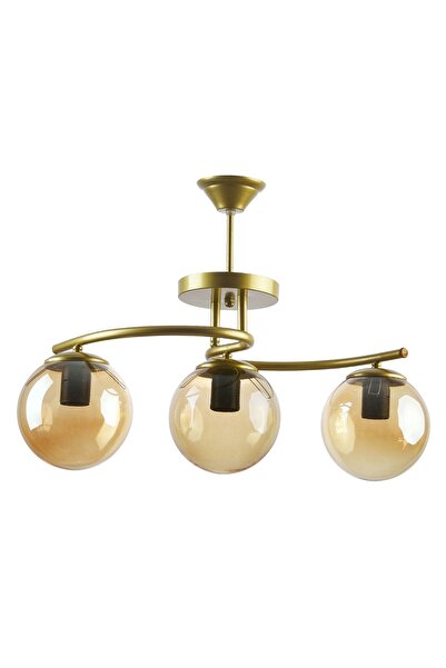 Fer Avize Linda Modern Eskitme Kasa Kapalı Globe Bal Camlı Salon - Mutfak - Y...