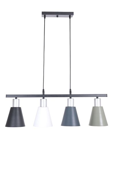 Fer Avize Trend Modern Design Kitchen Living Room Black White Anthracite Green Color 4-Piece Chandelier with Gray Lampholder
