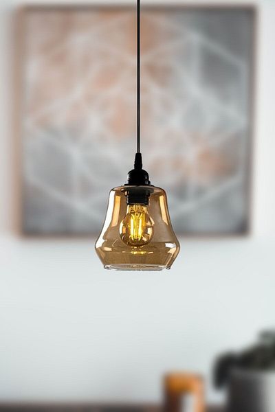 Fer Avize Denzel Special Design Sports Modern Smoked Glass Pendant Lamp Single Hall - Kitchen Chandelier