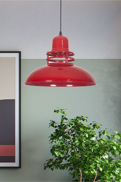 Fer Avize Lantern Modern Design Finished Pendant Lamp Metal Red Color Pendant Lamp Cafe - Kitchen Single Chandelier