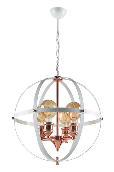 Fer Avize Cafe Retro White Copper Colored 4-Piece Chandelier