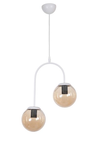 Fer Avize Janin Modern Pendant Lamp White Color Body Glass Living Room - Kitchen - Bedroom 2-Piece Chandelier