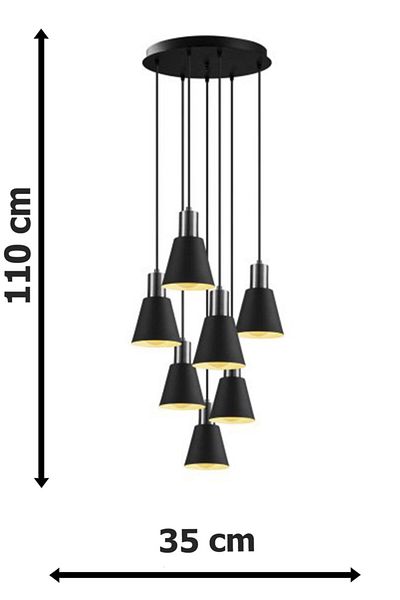 Fer Avize Trend Special Design Sports Modern Metal Headed Pendant Lamp Black Cafe - Kitchen 7-Piece Chandelier
