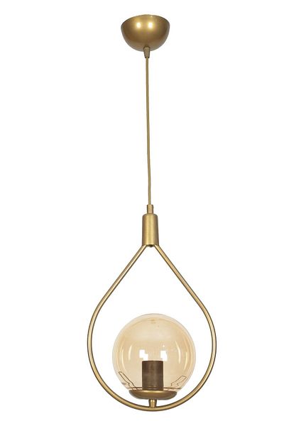 Fer Avize Deco Special Design Metal Glass Pendant Lamp Antique Color Honey Glass Pendant Lamp Hall - Kitchen - Living Room Single Chandelier