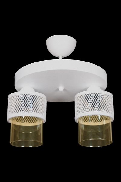 Fer Avize Fantastic Modern Design Plafonier White Color Honey Glass Living Room - Kitchen - Bedroom 2-Piece Chandelier