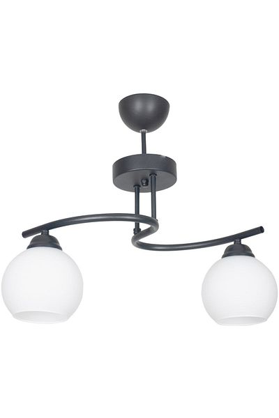 Fer Avize Fuji Modern Design Black Case White Glass Living Room - Kitchen - Bedroom 2-Piece Chandelier