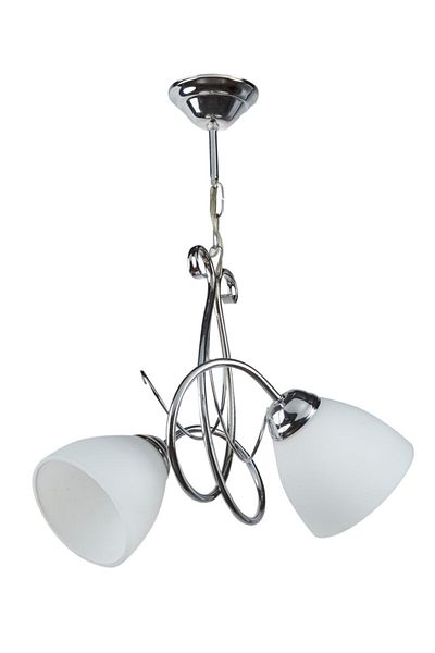 Fer Avize Betül Modern Chrome Color White Glass Living Room - Kitchen - Bedroom 2-Piece Chandelier