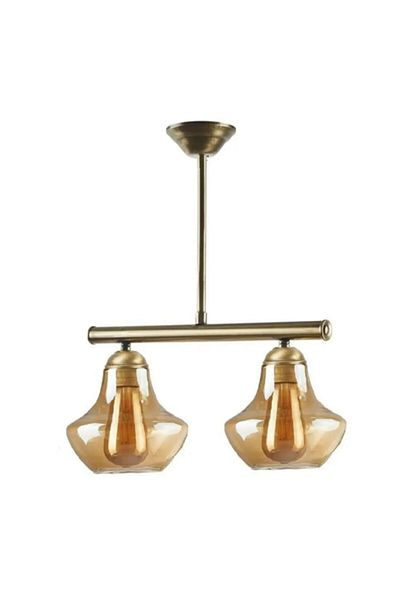 Fer Avize Fora Rustic Retro 2-Piece Chandelier - Honey Glass Antique Living Room and Bedroom