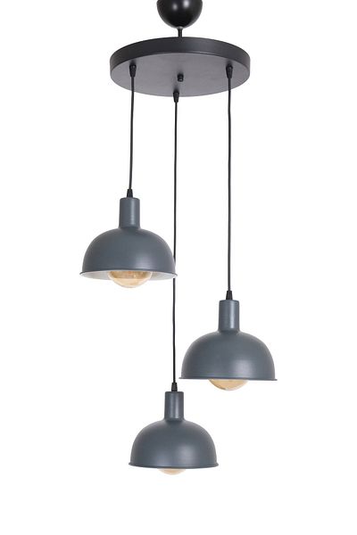 Fer Avize Prague Modern Design Living Room - Kitchen - Cafe Anthracite Color Pendant Lamp 3-Piece Chandelier