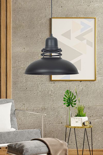 Fer Avize Lantern Modern Design Finished Pendant Lamp Metal Black Color Cafe - Kitchen Single Chandelier