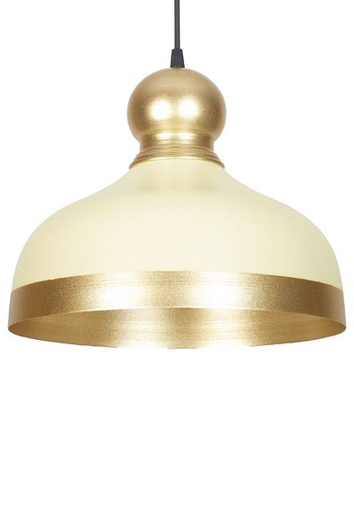 Fer Avize Adele Modern Design Antique Detailed Striped Cream Inside Gold Color Cafe - Kitchen Metal Single Chandelier