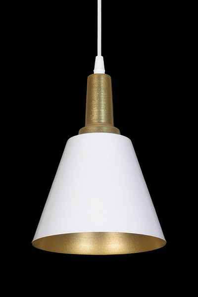 Fer Avize Ayça Modern Design Antique Detailed White Inside Gold Color Metal Single Chandelier