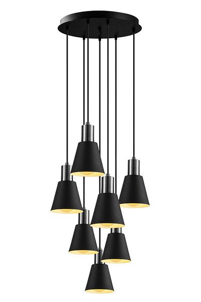 Fer Avize Trend Special Design Sports Modern Metal Headed Pendant Lamp Black Cafe - Kitchen 7-Piece Chandelier
