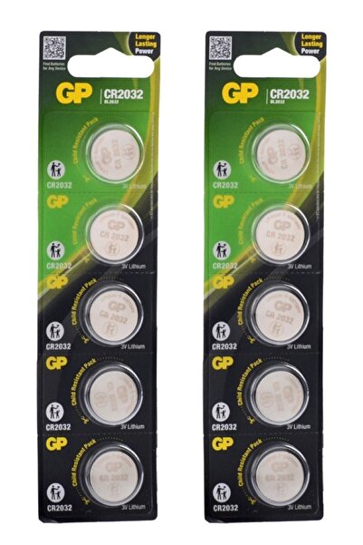 GP 2032 10 Adet 3 Volt Cr2032 Lityum Düğme Para Pil