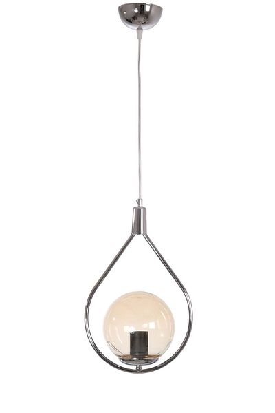 Fer Avize Deco Modern Design Cafe - Kitchen - Living Room - Hall Chrome Color Honey Glass Single Chandelier