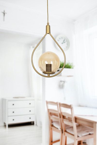 Fer Avize Deco Special Design Metal Glass Pendant Lamp Antique Color Honey Glass Pendant Lamp Hall - Kitchen - Living Room Single Chandelier