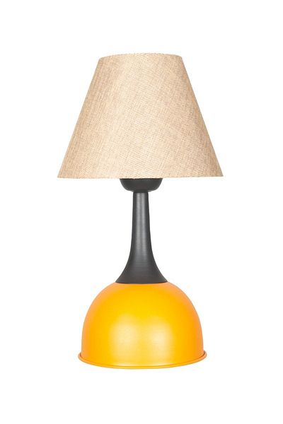 Fer Avize Cute Modern Design Brown Headed Orange Base Lampshade - Table - Night Lamp