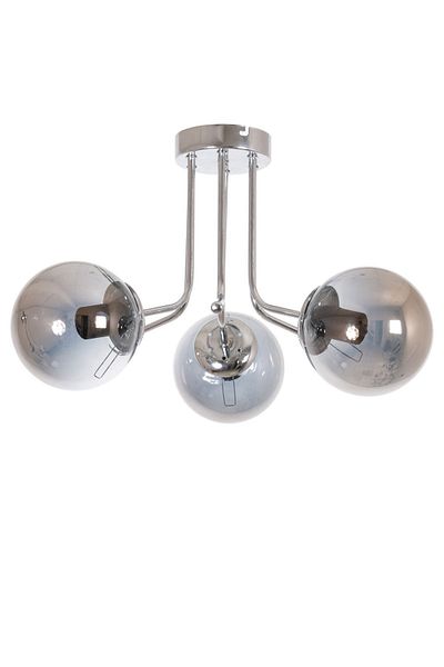 Fer Avize Daisy Modern Chrome Color Globe Smoked Glass Living Room - Kitchen - Bedroom 3-Piece Chandelier