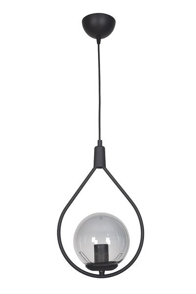 Fer Avize Deco Special Design Metal Glass Pendant Lamp Black Color Smoked Glass Single Hall - Kitchen - Living Room Chandelier