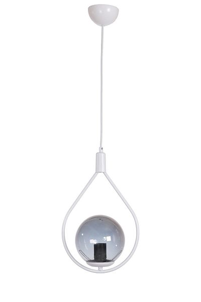 Fer Avize Deco Modern Design Cafe - Kitchen - Living Room - Hall White Color Smoked Glass Single Chandelier