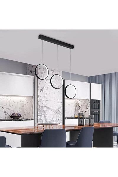 Fer Avize Lopez Modern Design Black Color Living Room Kitchen White Led Row Pendant Lamp 3-Piece Chandelier