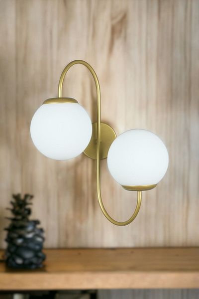 Fer Avize Jupiter Sconce - Modern Design, Antique Color, White Glass Cafe - Hall Wall Sconce for Kitchen and Bedroom