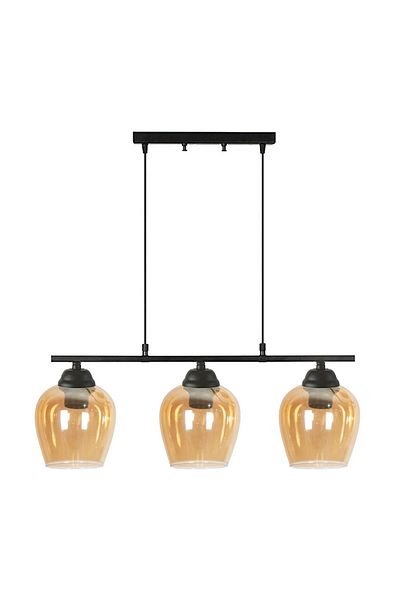 Fer Avize Caesar 110 Modern Design Living Room - Kitchen - Dining Table - Black Color Honey Glass 3-Piece Chandelier